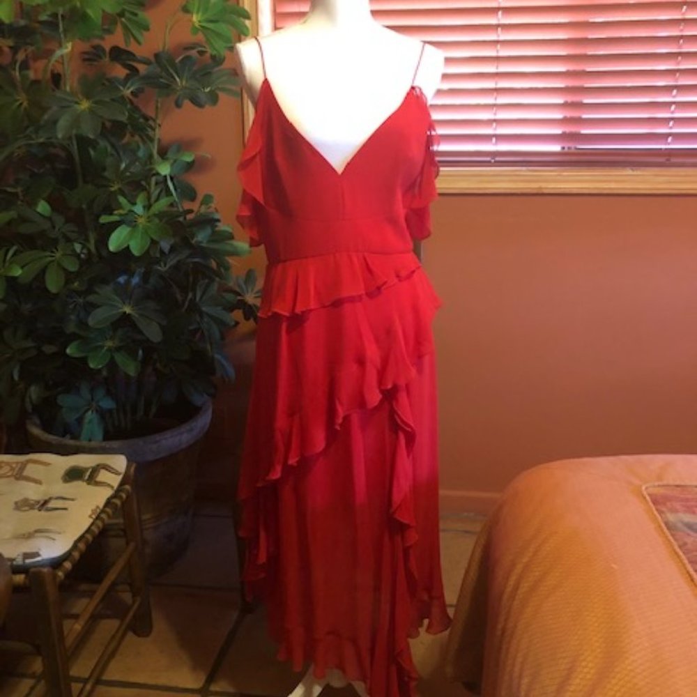 Nicholas Red Georgette Maxi Dress in Rd - Picture 2 of 5